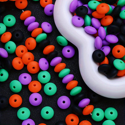 Halloween Oval Silicone Abacus Beads