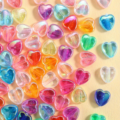 100pcs Colorful Heart Acrylic Beads