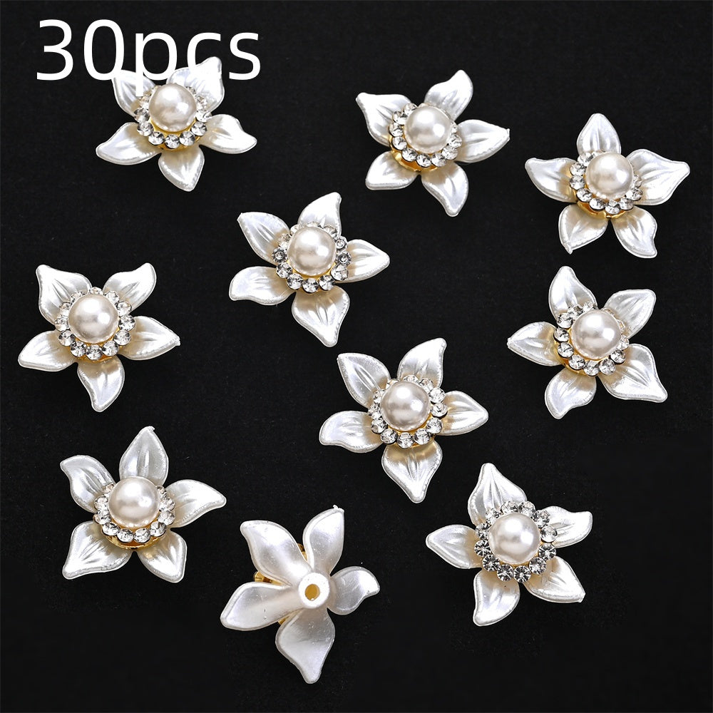 White Flower Rhinestone Flatback Beads