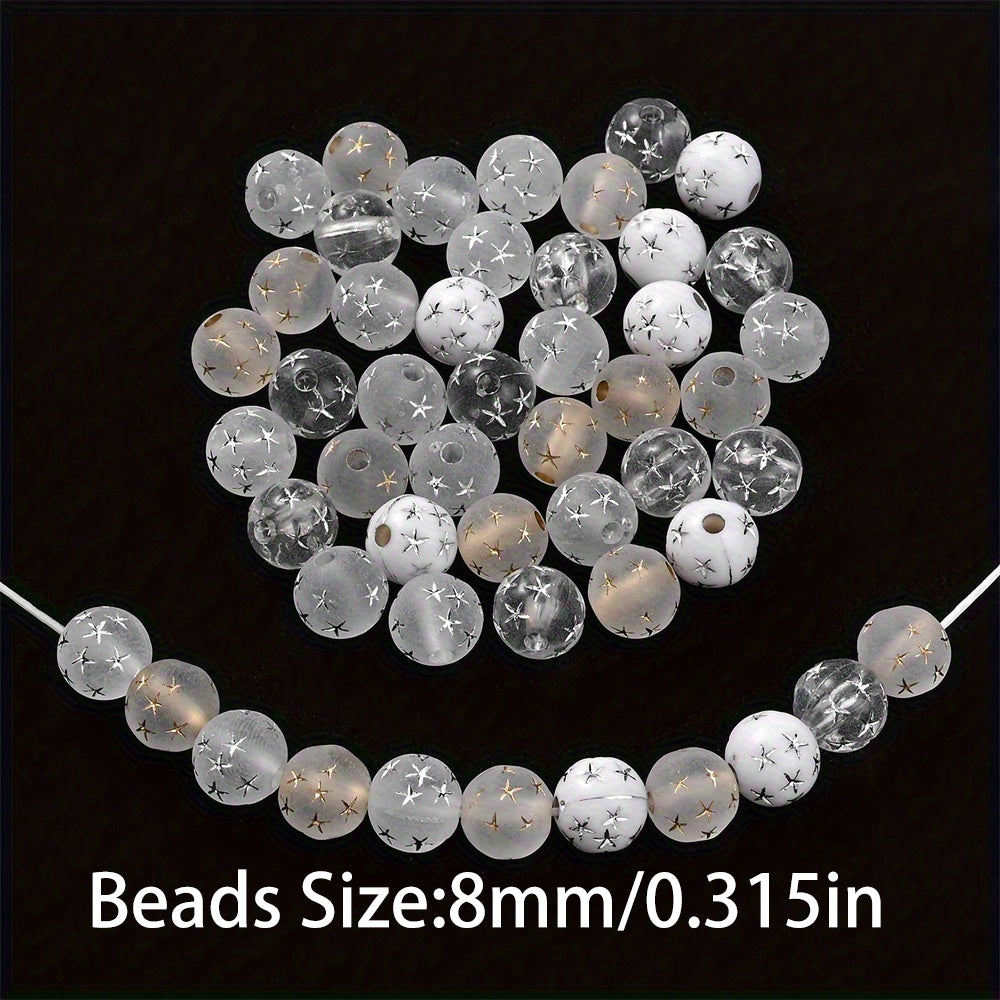 Matte Golden Silvery Star Acrylic Spacer Beads