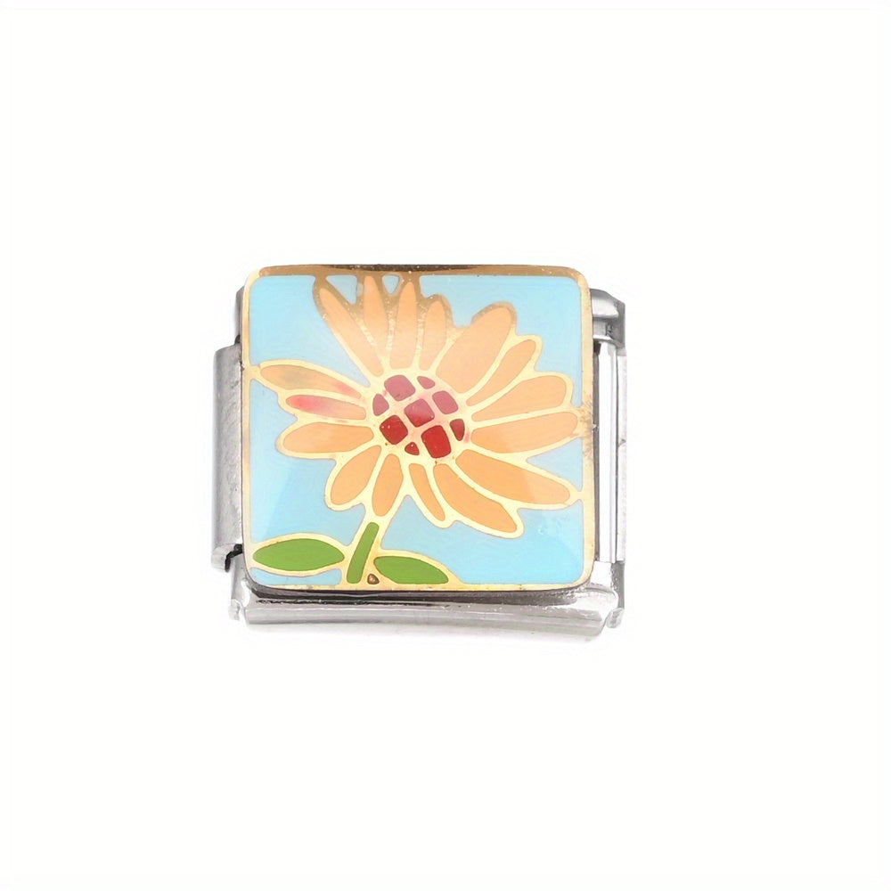 1pc 9x10mm Stainless Steel Landscape Painting Module Bead