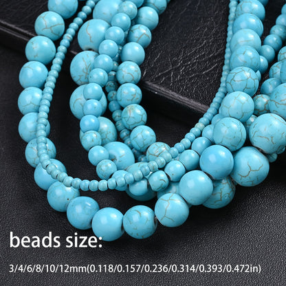 3/4/6/8/10/12mm Blue Turquoise Stone Beads
