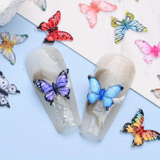 30pcs 10x12mm Shiny Resin Butterfly Beads
