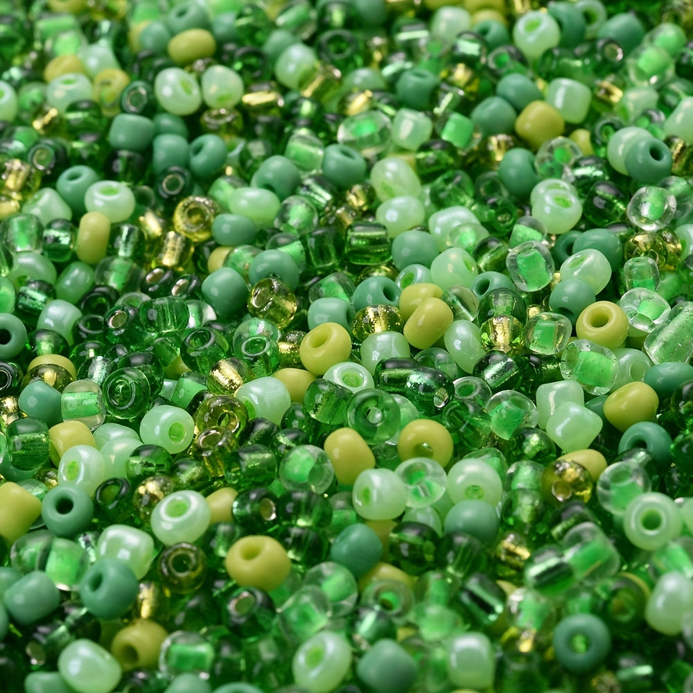 3mm Mix Green Czech Glass Seed Beads