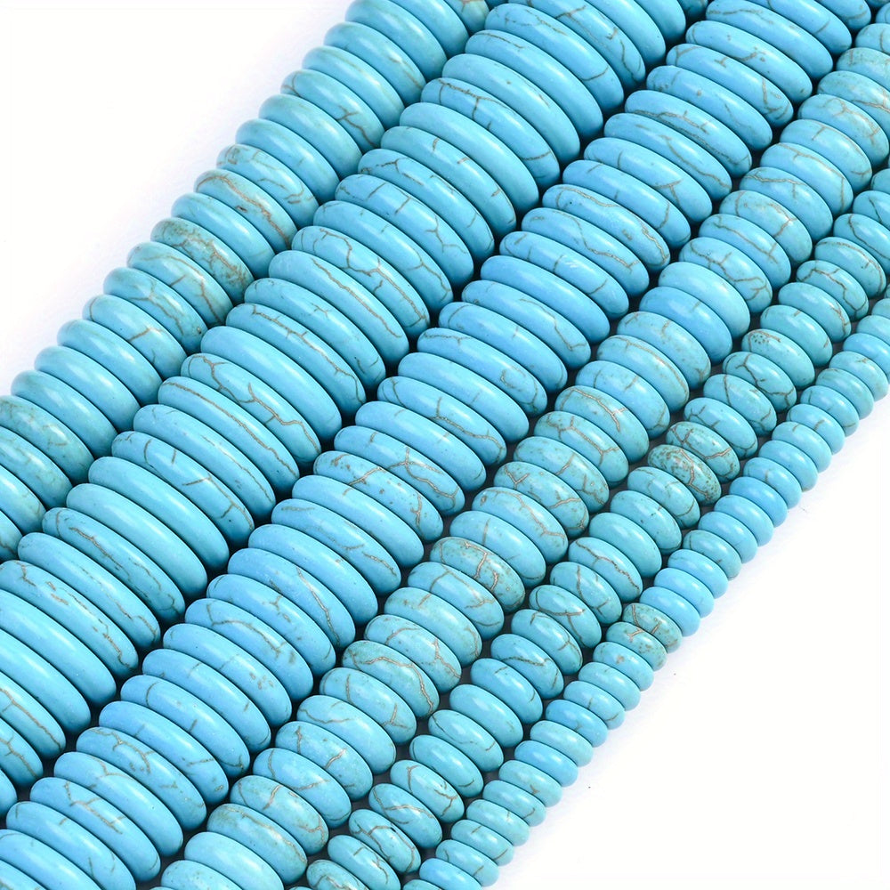 Turquoise Flat Round Lentil Stone Beads