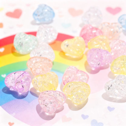 50pcs/set 9.5x11mm Crackle Heart Acrylic Beads