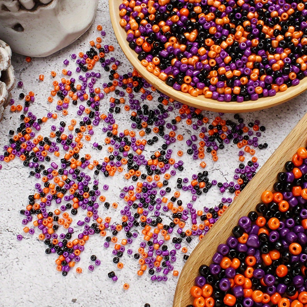 100g Halloween Glass Rice Beads