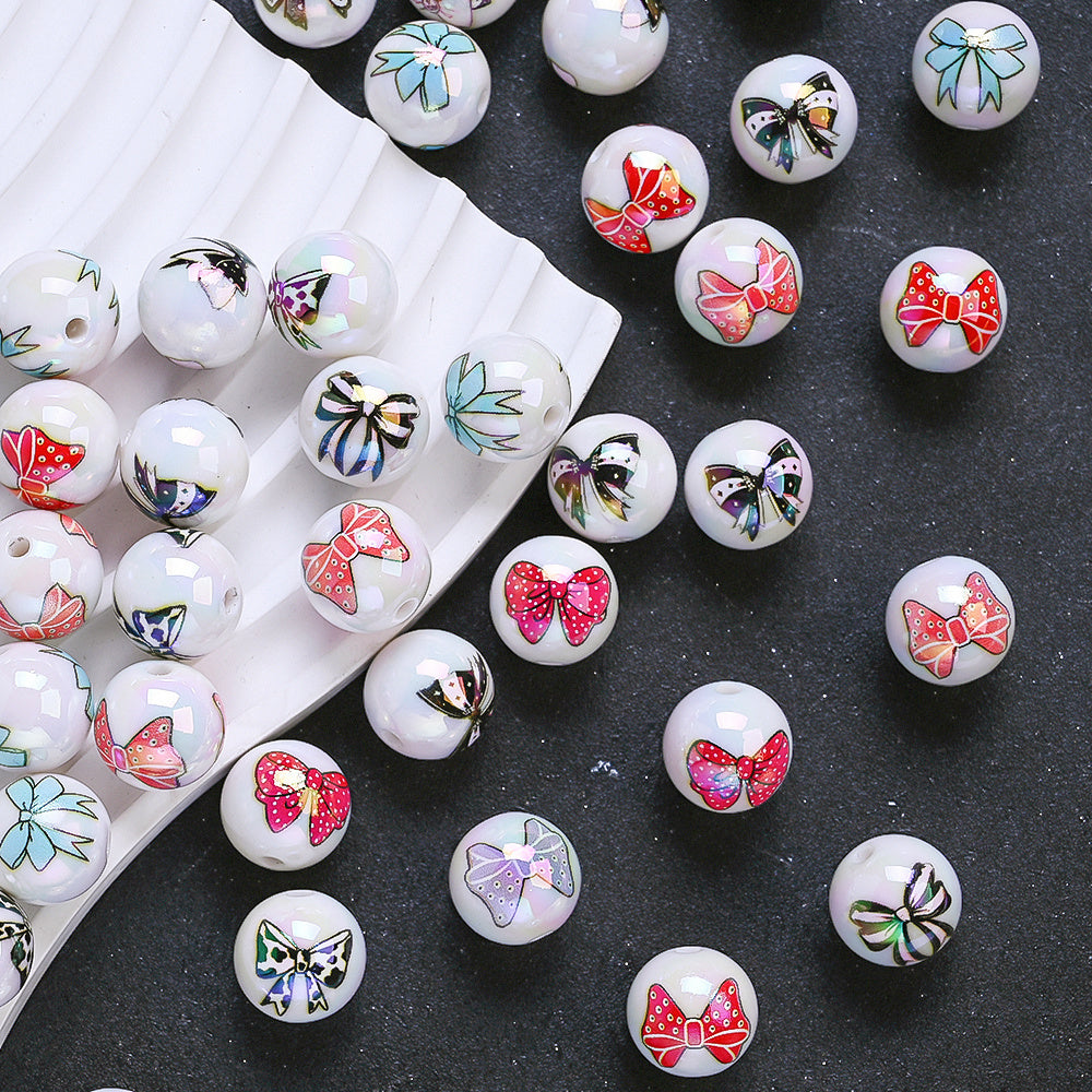 16mm Butterfly Print Acrylic Beads