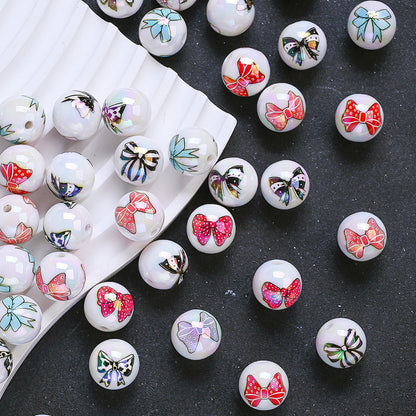 16mm Butterfly Print Acrylic Beads