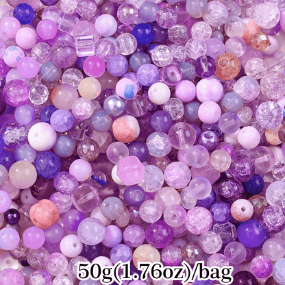 50g 3-12mm Multi-Style Glass Round Beads