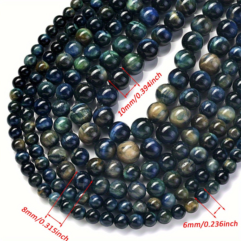 Natural Stone Blue and Green Gradient Tiger Eye Round Beads