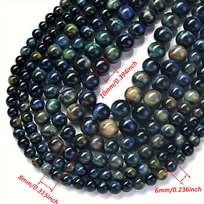 Natural Stone Blue and Green Gradient Tiger Eye Round Beads