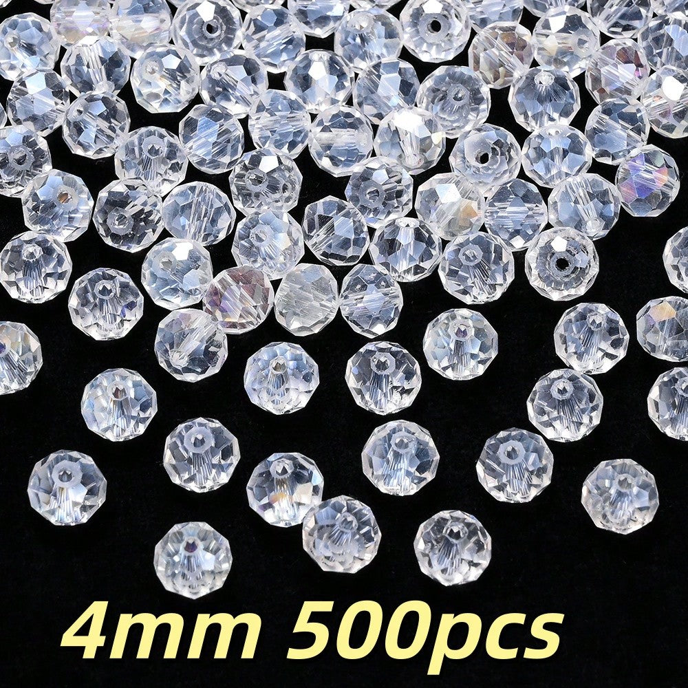 200/500pcs 4/6mm Transparent AB Faceted Glass Beads