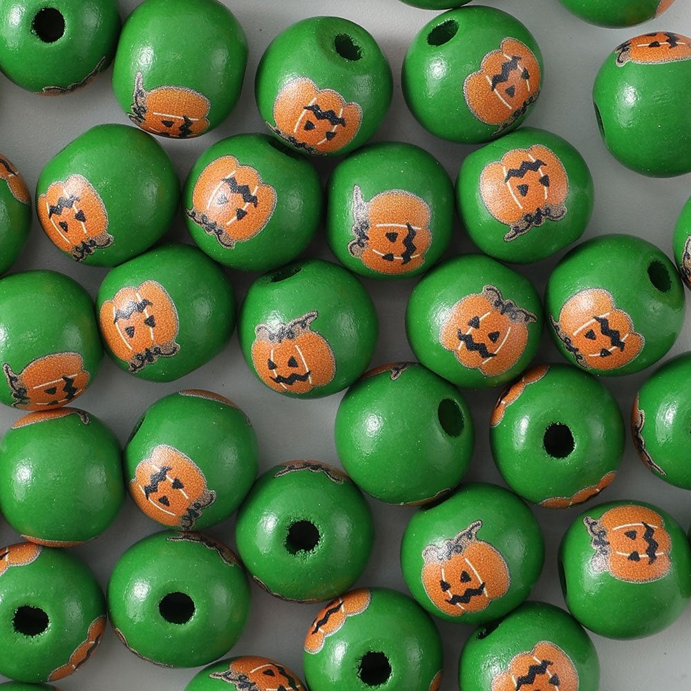 Halloween Wooden Round Beads