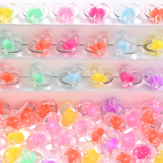 30pcs 12x16mm Colored Peach Heart Acrylic Beads