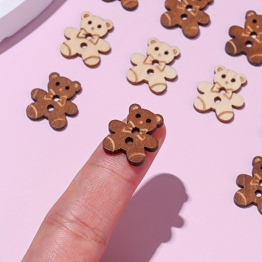 15.8x17.7mm Bear Wooden Button Beads