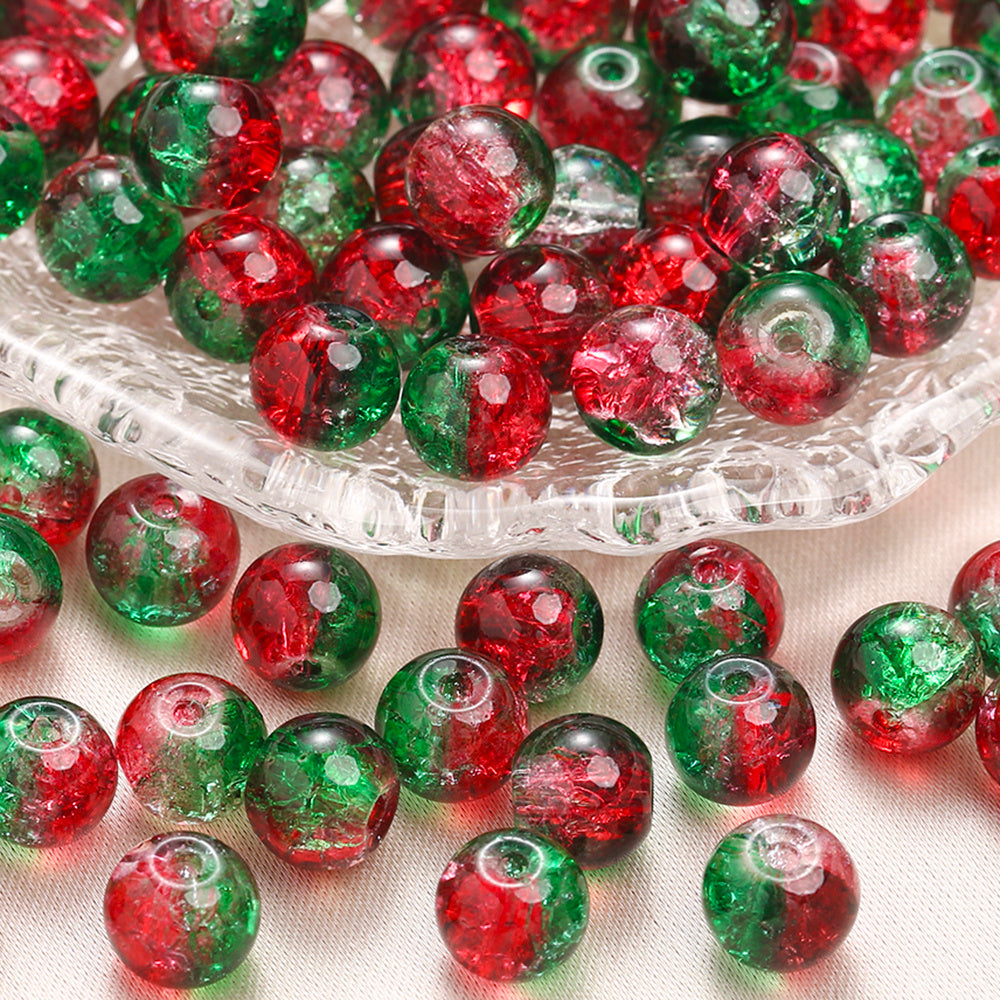 Red & Green Gradient Glass Beads