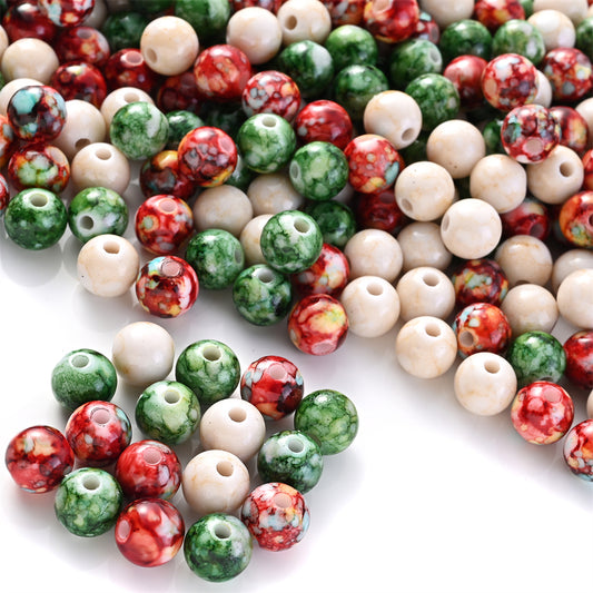 500pcs 8mm Christmas Crackle Acrylic Round Beads