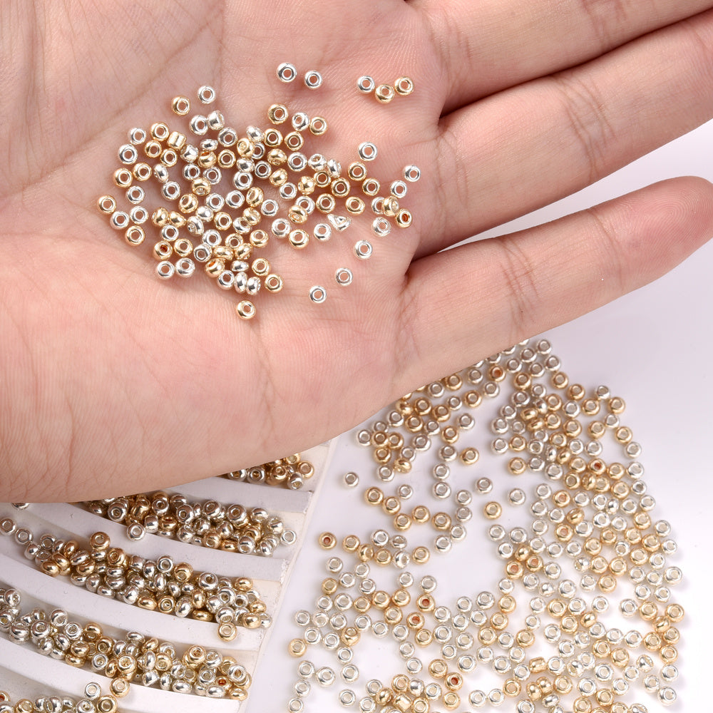 200/500/1000pcs Golden & Silvery Glass Seed Beads