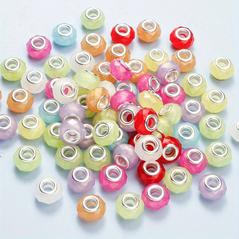 European Large Hole Faceted Acrylic Beads
