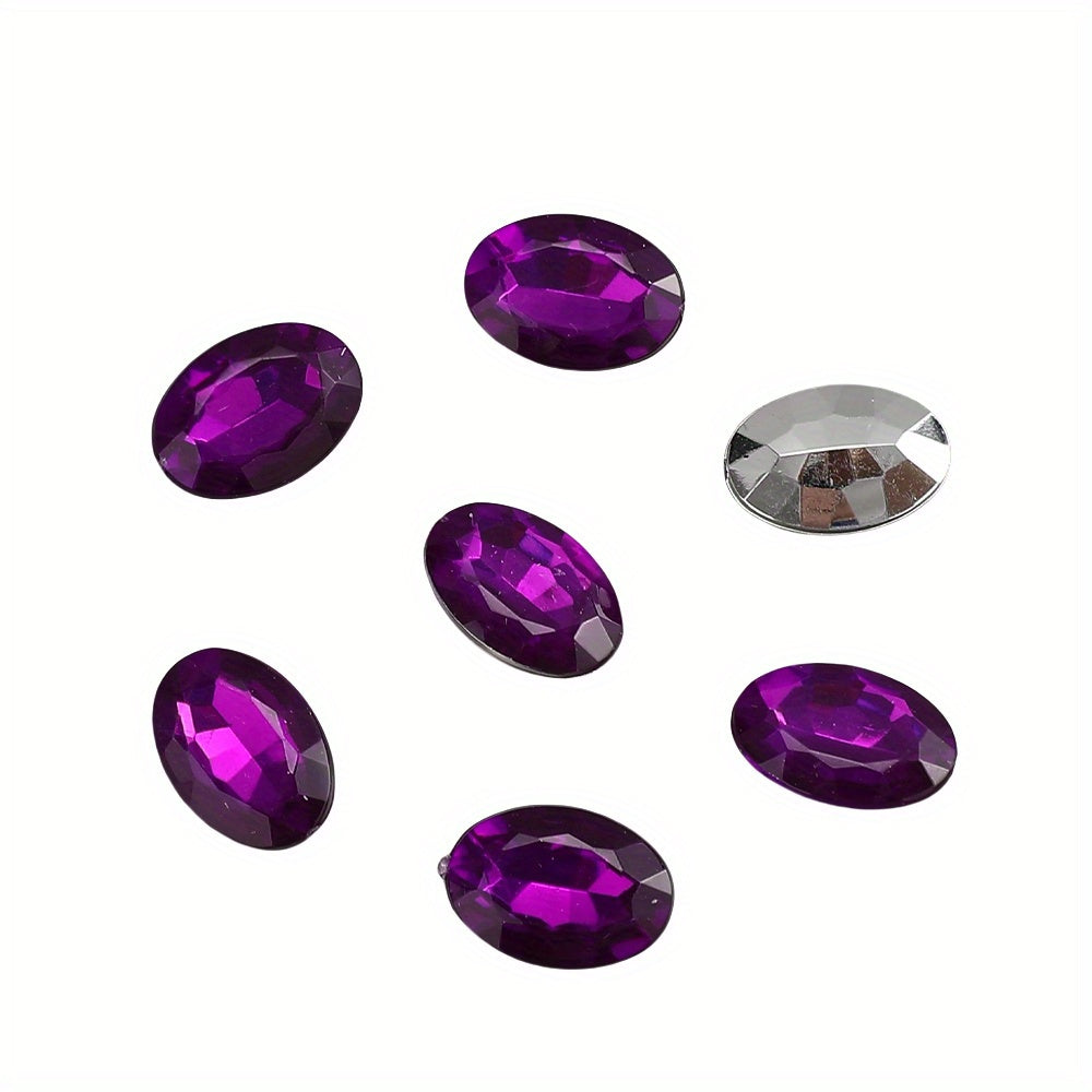 10x14mm Sparkling Oval Acrylic Rhinestone Beads