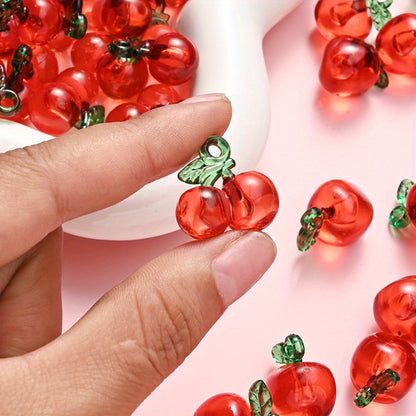 10pcs Cherry Apple Shape Acrylic Charm Beads