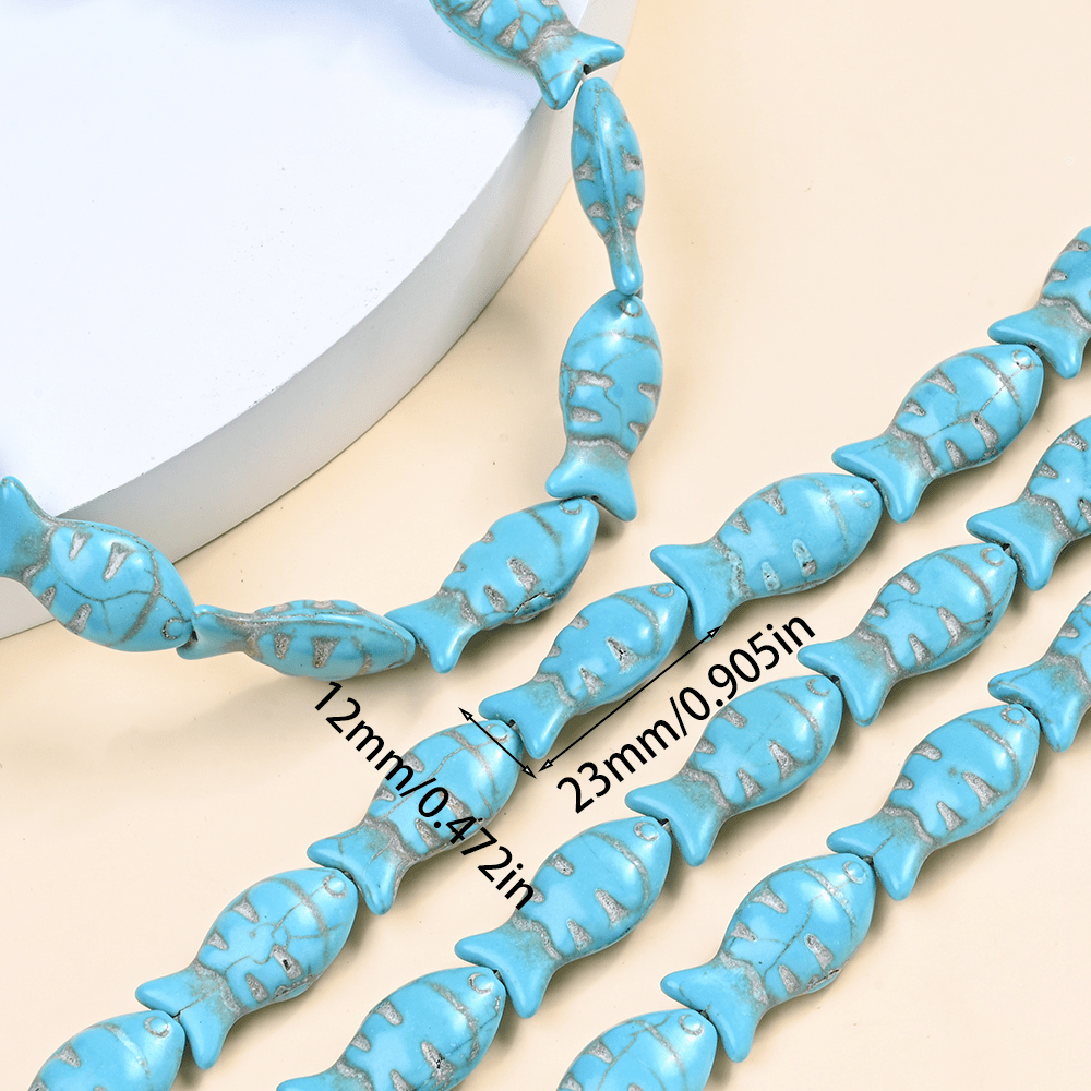 12×23mm Turquoise Blue Fish Stone Beads