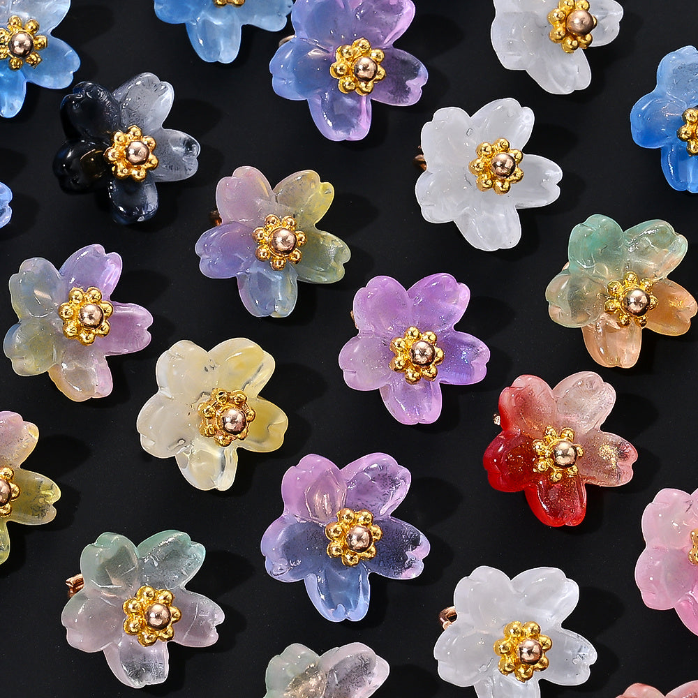 20pcs 10mm Colorful Gradient Glass Flower Beads