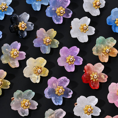 20pcs 10mm Colorful Gradient Glass Flower Beads
