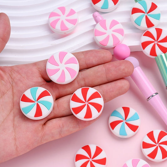 5pcs 28mm Spiral Pattern Silicone Beads