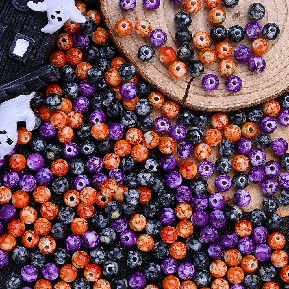 8mm Halloween Crackle Acrylic Round Beads