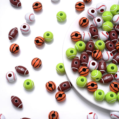 250pcs Sports Wooden Beads