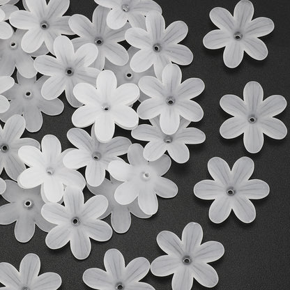 White Frosted Flower Acrylic Beads