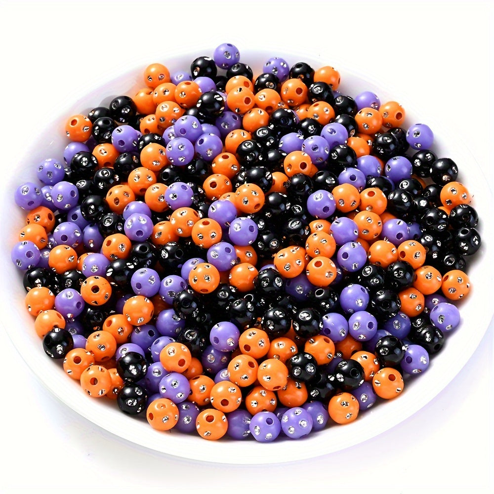 500/1000pcs 8mm Halloween Cracked Rhinestone Acrylic Beads