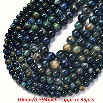 Natural Stone Blue and Green Gradient Tiger Eye Round Beads