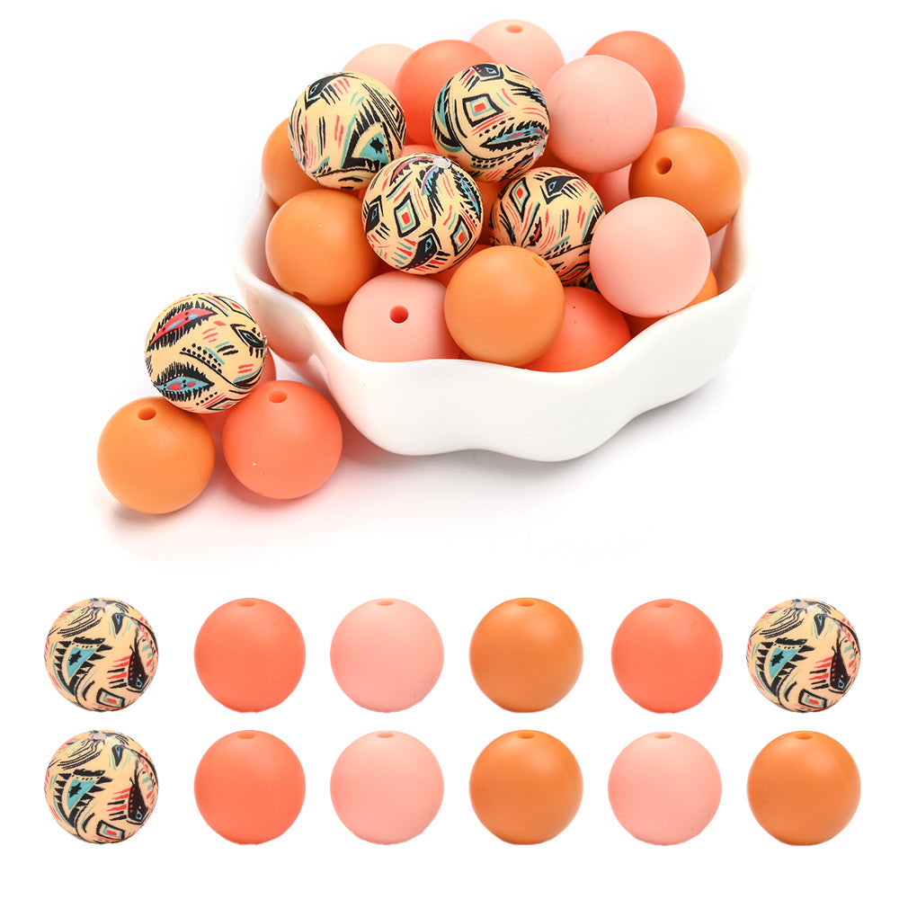 Rainbow Floral Silicone Beads Set