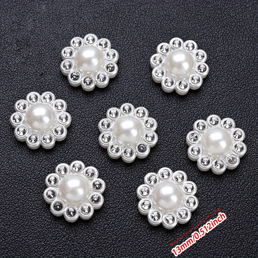 White Imitation Pearl Sunflower Flatback Beads