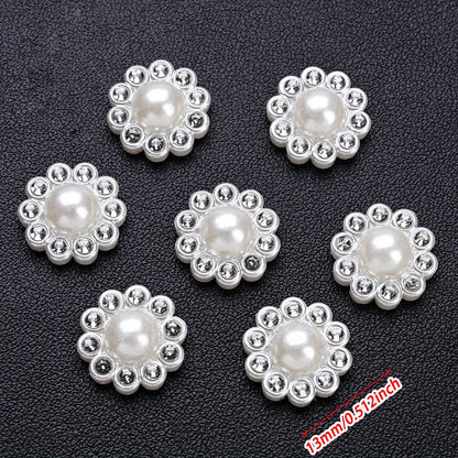 White Imitation Pearl Sunflower Flatback Beads