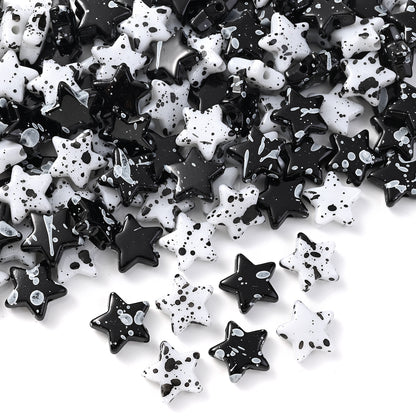 200pcs 13mm Black and White Star Acrylic Beads