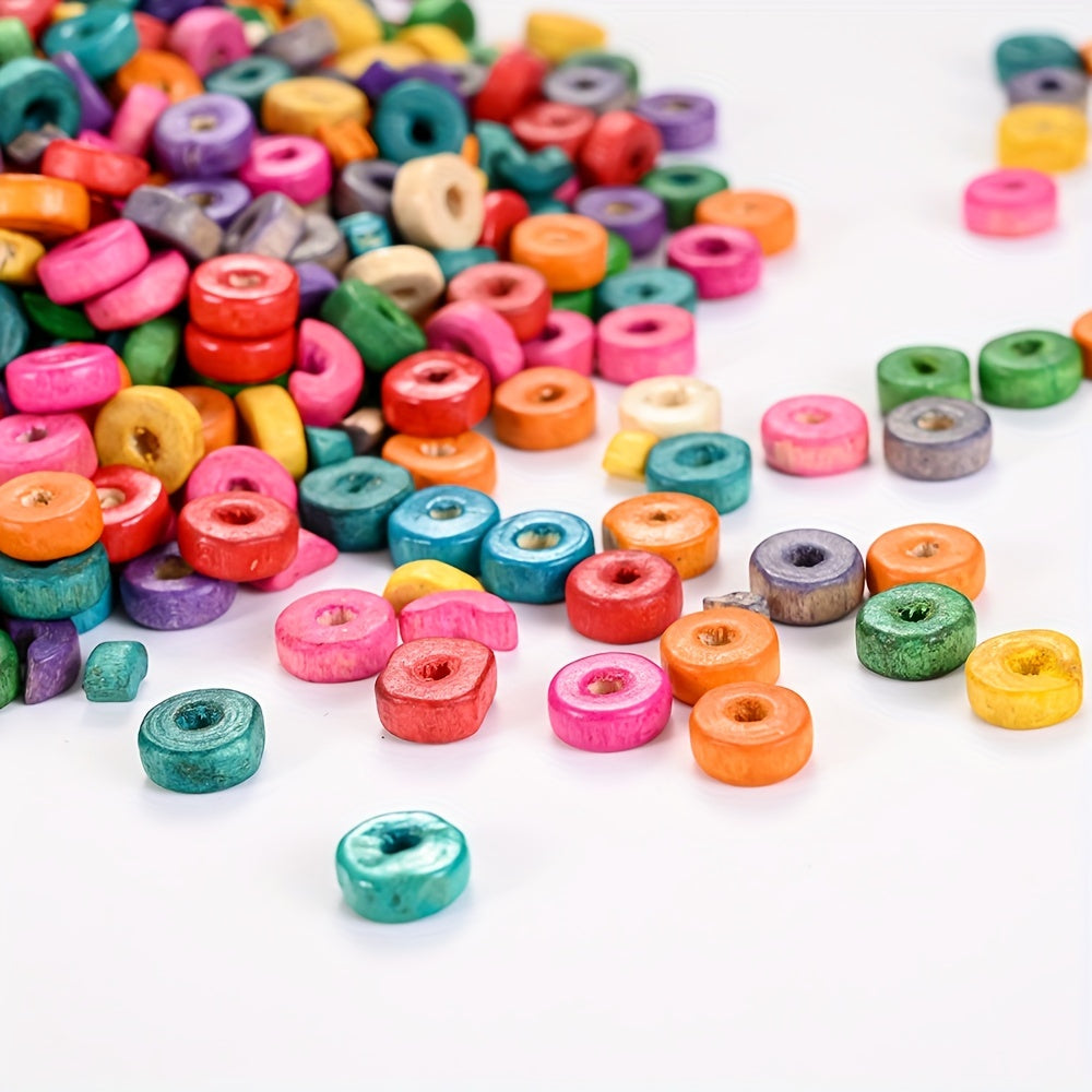 100pcs Wood Flat Round Spacer Beads