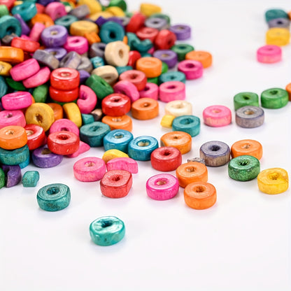 100pcs Wood Flat Round Spacer Beads