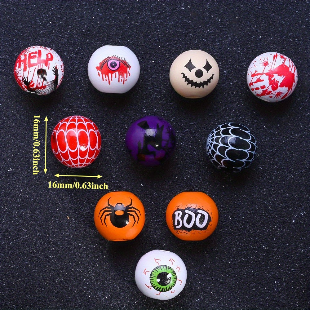 16mm Halloween Printed Wooden Beads