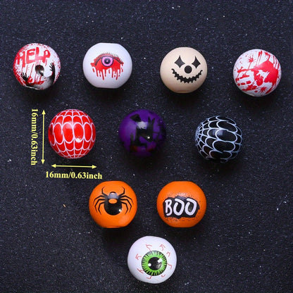 16mm Halloween Printed Wooden Beads