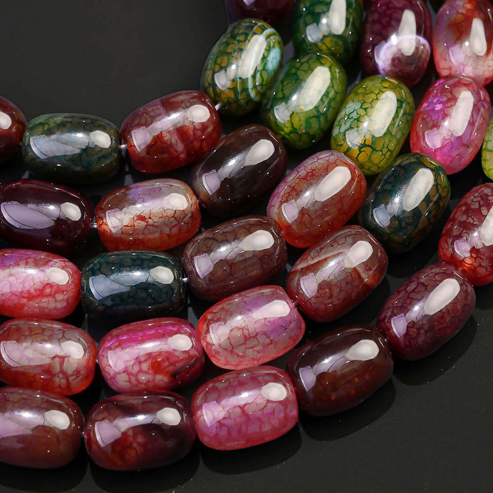 28pcs/strand 10x14mm Natural Agate Barrel Beads