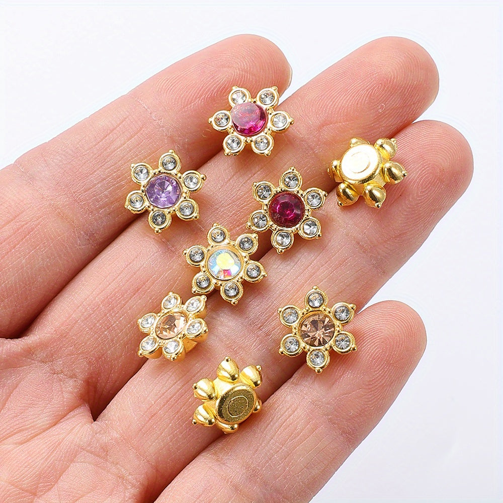 Six Petal Flower Rhinestone Acrylic Beads