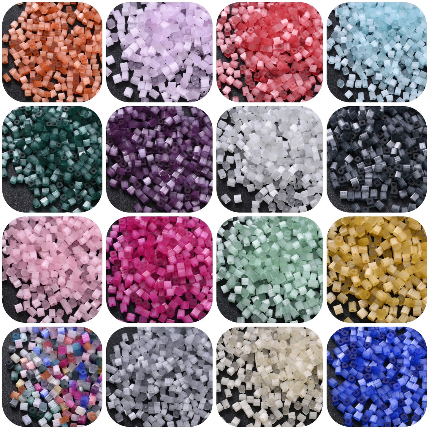 4mm Small Square Glass Seed Beads, 200pcs