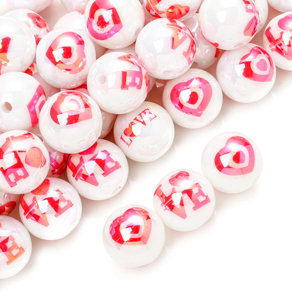 10pcs 16mm Valentine's Day AB Color Acrylic Beads