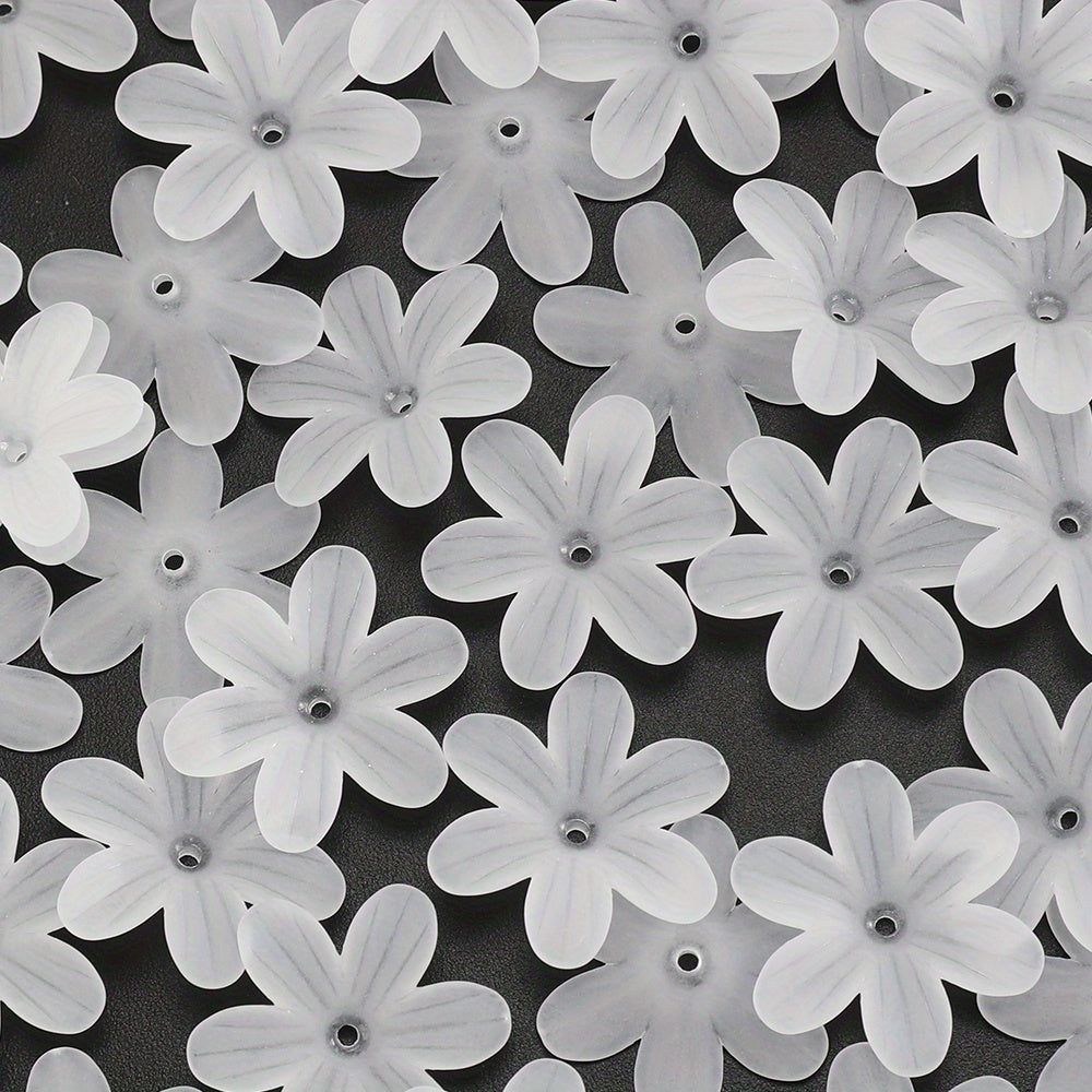 23×26mm Frosted White Flower Acrylic Beads
