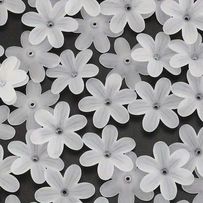 23×26mm Frosted White Flower Acrylic Beads