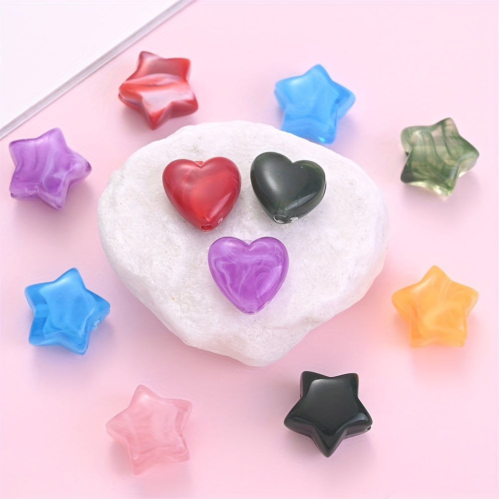 30/50pcs Halo Dyed Star & Heart Acrylic Beads